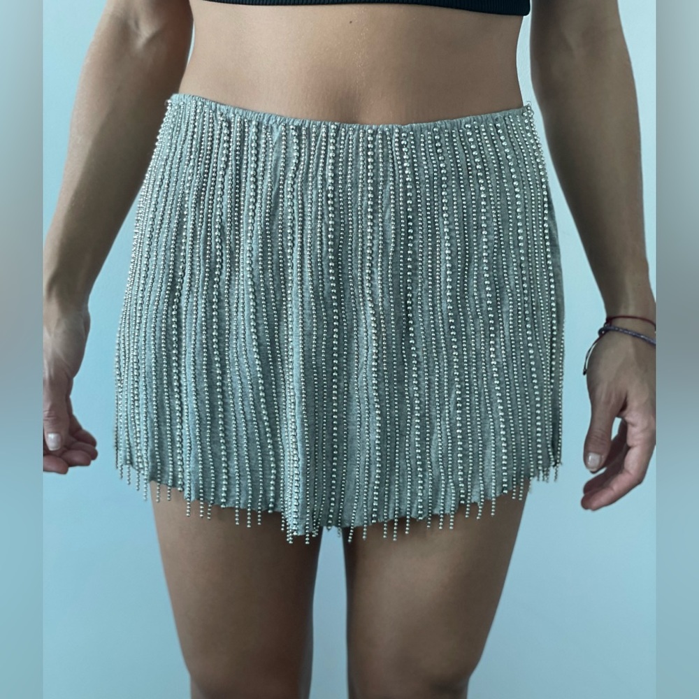 Chain grey skirt with silver embellishment